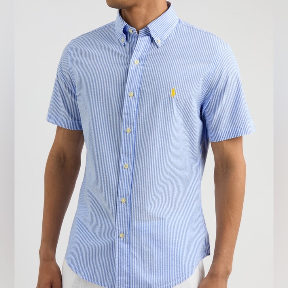 Polo Ralph Lauren Striped Logo Seersucker Classic Fit Shirt